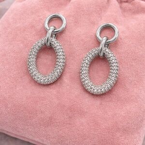 White Gold oval dangle earrings